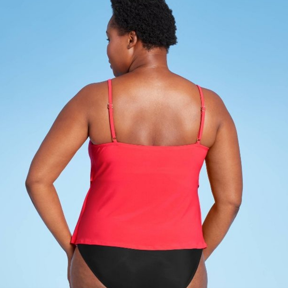 Aqua Green Women's Tiered Tankini Top Plus Sizes 20 W or 2X - Picture 4 of 9